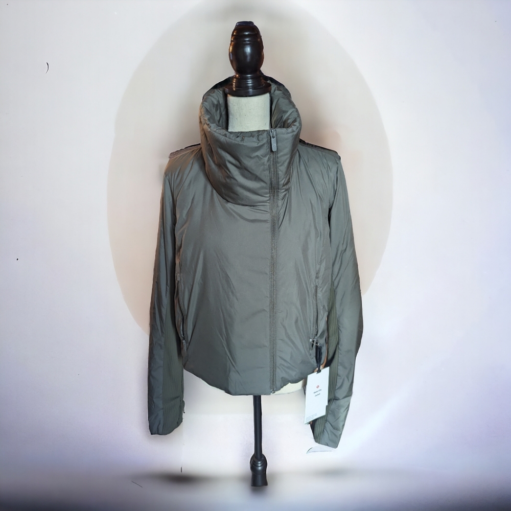 Lululemon Sleek City Jacket Olive Color Puffer Cropped Size 12. Sold out online
